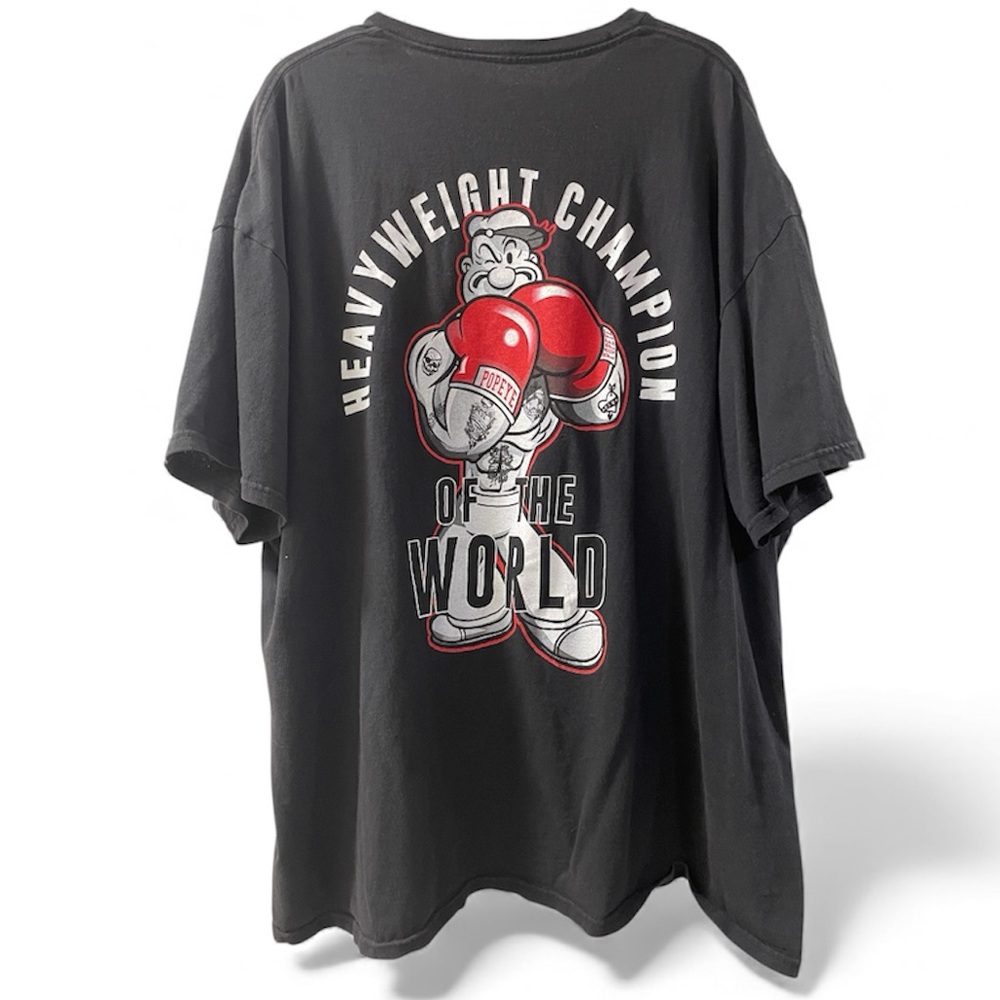 Popeye Nostalgia Heavyweight Champion Graphic T-Shirt - Black Size 3XL